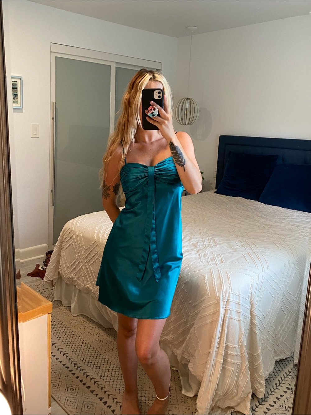 Guess Satin Dress in Teal - Picture 1 of 4